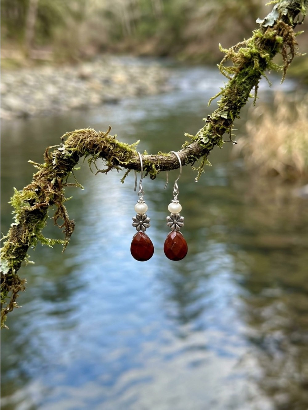 Cherry Blossom Jasper Drop Earrings